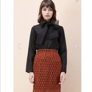 Fancy Up Bowknot Organza Top in Black